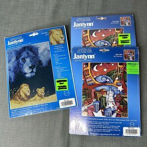 Janlynn Counted Cross Stitch Kits 2009 San Francisco Lion Lot of 3 NEW 7.5 x 9.5